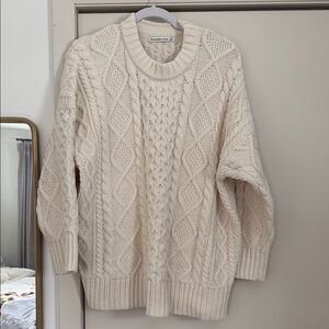 Abercrombie & Fitch X Kathleen Post Ivory Cable Knit Sweater